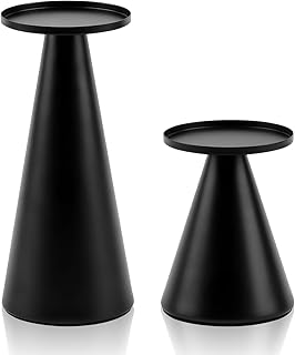 Beauenty Matte Black Metal Pillar Candle Holder Set of 2 Mothers Day