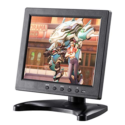 8 inch Portable IPS LCD Security Monitor with 1024x768 Resolution Display, 4:3 IPS HD Color Video Screen Support USB AV BNC HDMI VGA Input