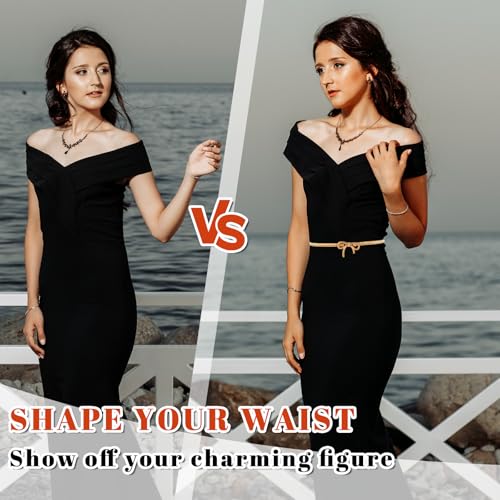 Metal Bow Belts for Women Skinny Bow Belts Gold Waist Belt Adjustable Stretchy Fashion Waistband With Bow-Knot Elastic Thin Waist Chain for Dresses Jeans4