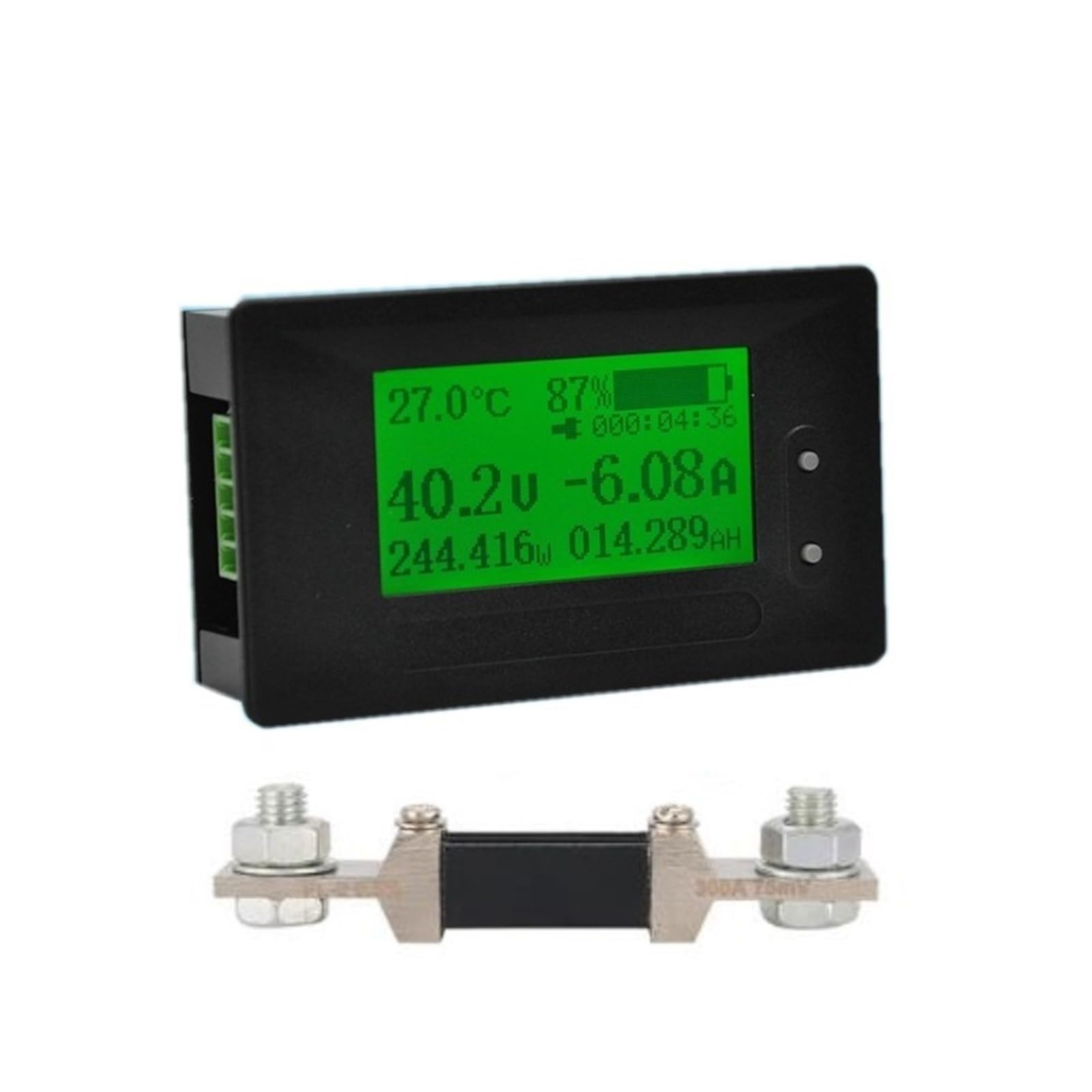 DC 8-200V 500A Woltomierz Amperomierz Tester Akumulatora Samochodowego Coulometer Pojemność Napięcie Elektryczne Miernik Mocy Monitor Szybkie Dokładne Wykrywanie(300A With Shunt)