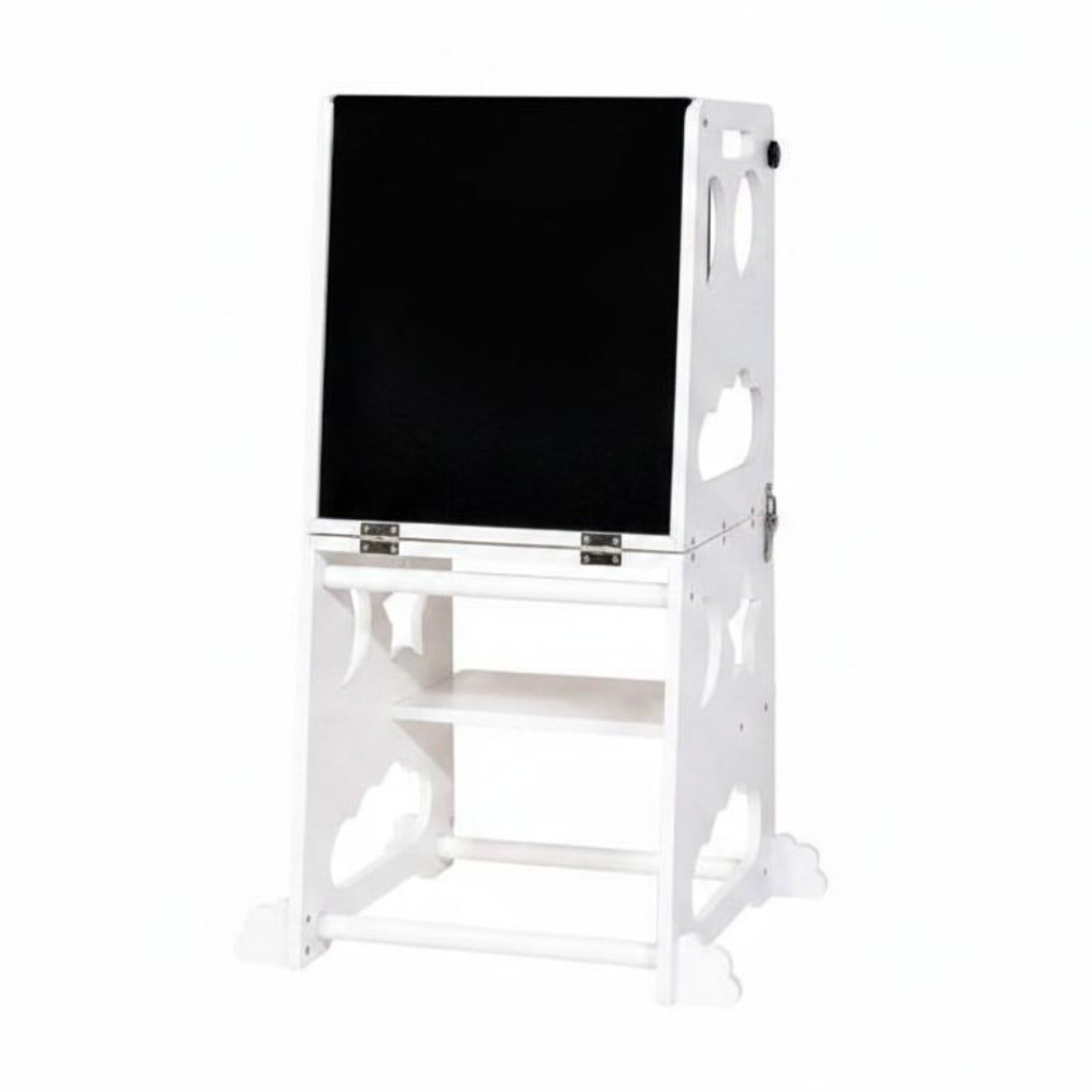 Milageto Tabouret Apprentissage Enfant Tour d'Observation Marchepied Sécurisé Escabeau Pliant Bois Favorisant et la Participation Adapté à la Préparation des, Blanc