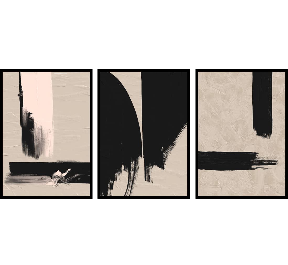 Wood Sage PrintsNeutral Abstract Brush Stroke Art Prints - Set of 3 A4 Prints Unframed