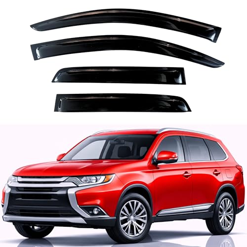 Image of KPY Rain Guards Fit for 2011-2020 Mitsubishi Outlander, Out-Channel Window Visors Vent Wind Deflectors 4PC, Car Accessories for 11-20 Outlander (Excludes Sport Model)