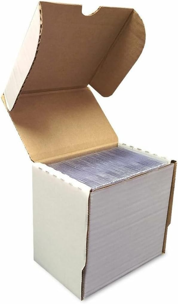 BCW 5-Inch Semi Rigid #1 Card Holder Storage Box - Holds 130 Semi-Rigid Card Holders - White Corrugated Cardboard - Ideal for Trading, Sports & Collectible Cards