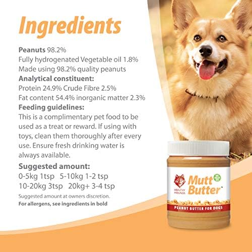 Healthy Hounds Natural Peanut Butter for Dogs - 340g - Palm Oil Free Mutt Butter with Blue Lick Mat for Puppy - Dog Friendly with Vitamin E & B