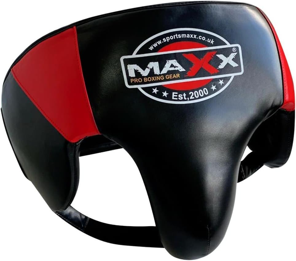Boxing Groin Guard for Boxing, Sparring, Muay Thai, Kickboxing and MMA, Kickboxing and MMA Fighting, and Martial Arts Training No Foul Abdominal (BLACK RED, XL)
