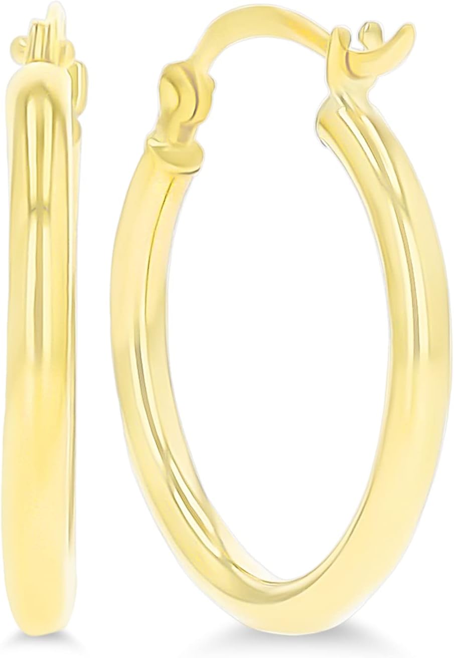 Solid 14k Yellow Gold Solid 2mm Tube Classic Polished Hoop Earrings, 15mm-90mm - Image 2