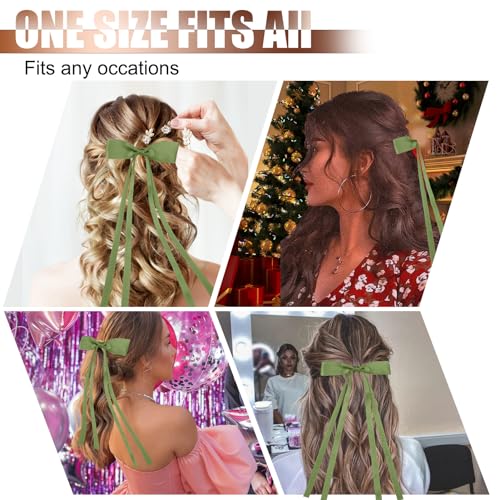 Set de 4 pinzas de lazo para cabello verdes y azules miniatura 5