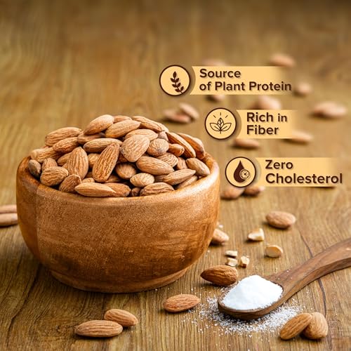 Image of Kravio Premium Roasted Salted Almonds (2 X 200g) | Zero Cholesterol Natural Whole California Badam Nuts & Dry Fruits | Rich in Protein, Roasted Crunchy Delicious Healthy Snacks