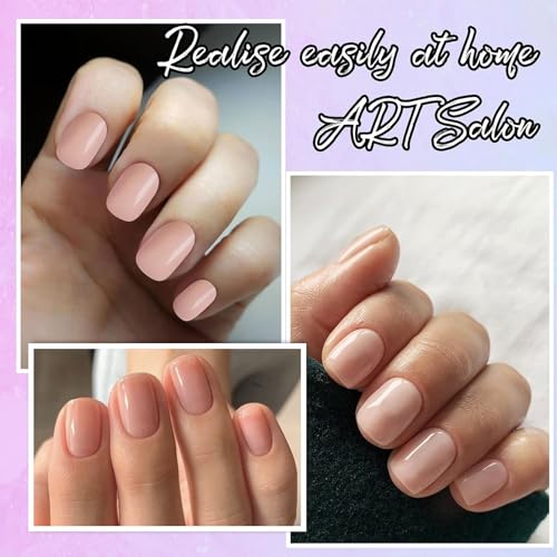 LunarCharm 240 pièces ongles pressés carrés nude rose courts faux ongles couleur chair carrés pour débutants DIY – vue 4
