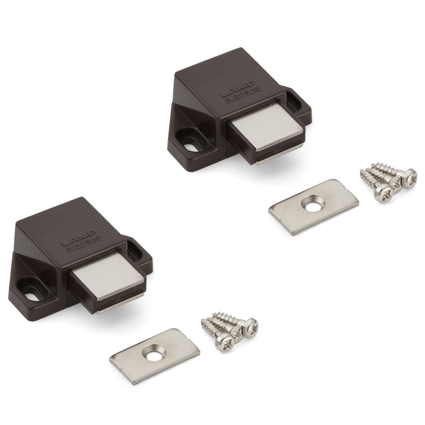 Aimant pour porte de meuble ML-30SBR compact avec contre-plaque marron