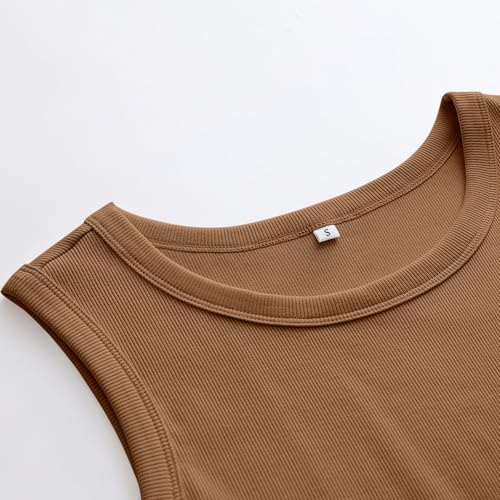 Image of ANRABESS Womens Sleeveless High Neck Tank Tops Fashion Summer Casual Basic Slim Fit Ribbed Racerback Top Shirt Clothes