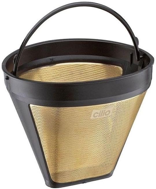 Cilio 0000116007 Kaffeefilter Größe 4, Edelstahl, Silber, 10,4 x 12,4 x 13,2 cm, Gold, 37, 4017166116007