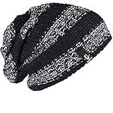 FORBUSITE Mens Slouchy Long Oversized Beanie Knit Cap for Summer Winter B08 Black Grey