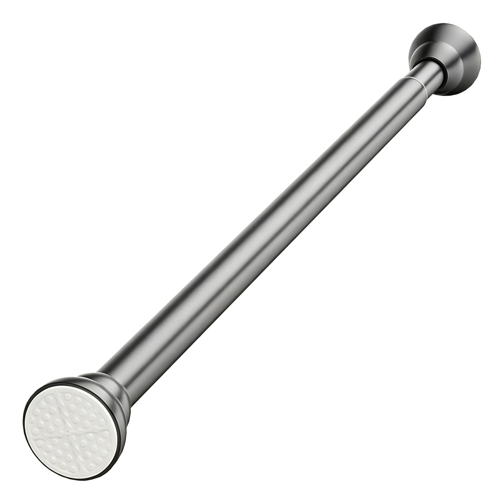 304 Stainless Steel Shower Curtain Rod, Extendable 10" to 90", Non Slip Pads, No Drill for Living Room Bedroom Bathroom Closet Kitchen Laundry Room(Grey,148-230cm/58-90in)