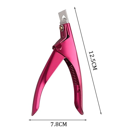 Vista 3 de Cortaúñas postizas acrílicas profesionales para uñas acrílicas, herramienta de manicura de uñas rosa roja para salón de belleza y arte de uñas