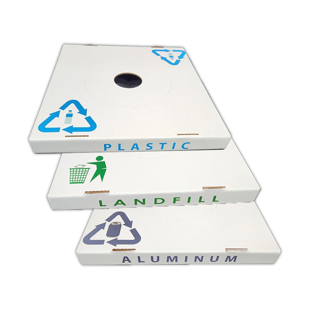 Event Bundle of 42-Gallon Cardboard Trash, Waste, and Recycling Bins with Various Lids (8 Pack) – Popup Style Disposable & Reusable Containers for Parties, Weddings, Festivals & Large Gatherings