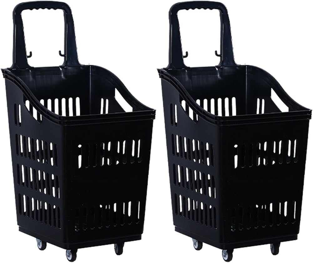 2 PCS Commercial Fruit & Vegetable Display Storage Bins – Stackable Produce Organizer Baskets for Supermarkets, Grocery Stores & Fresh Produce Shops(Color:Black)
