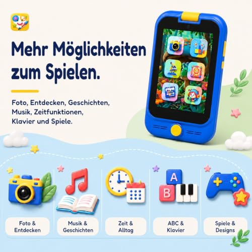 TOSBARRFT Téléphone pour enfants, appareil photo rabattable et microscope - Cadeau pour enfants de 3 à 8 ans - Dinosaure vert - Écran tactile de 2,8", 32 Go inclus, environ 2,5 h d'utilisation – vue 5