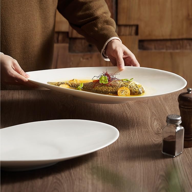 Vassoio Per la Cena Piatto for pesce bianco irregolare da 17 pollici for pesce al vapore fatto in casa Piatto for aragosta con frutti di mare Stoviglie speciali for hotel Piatto da Pranzo