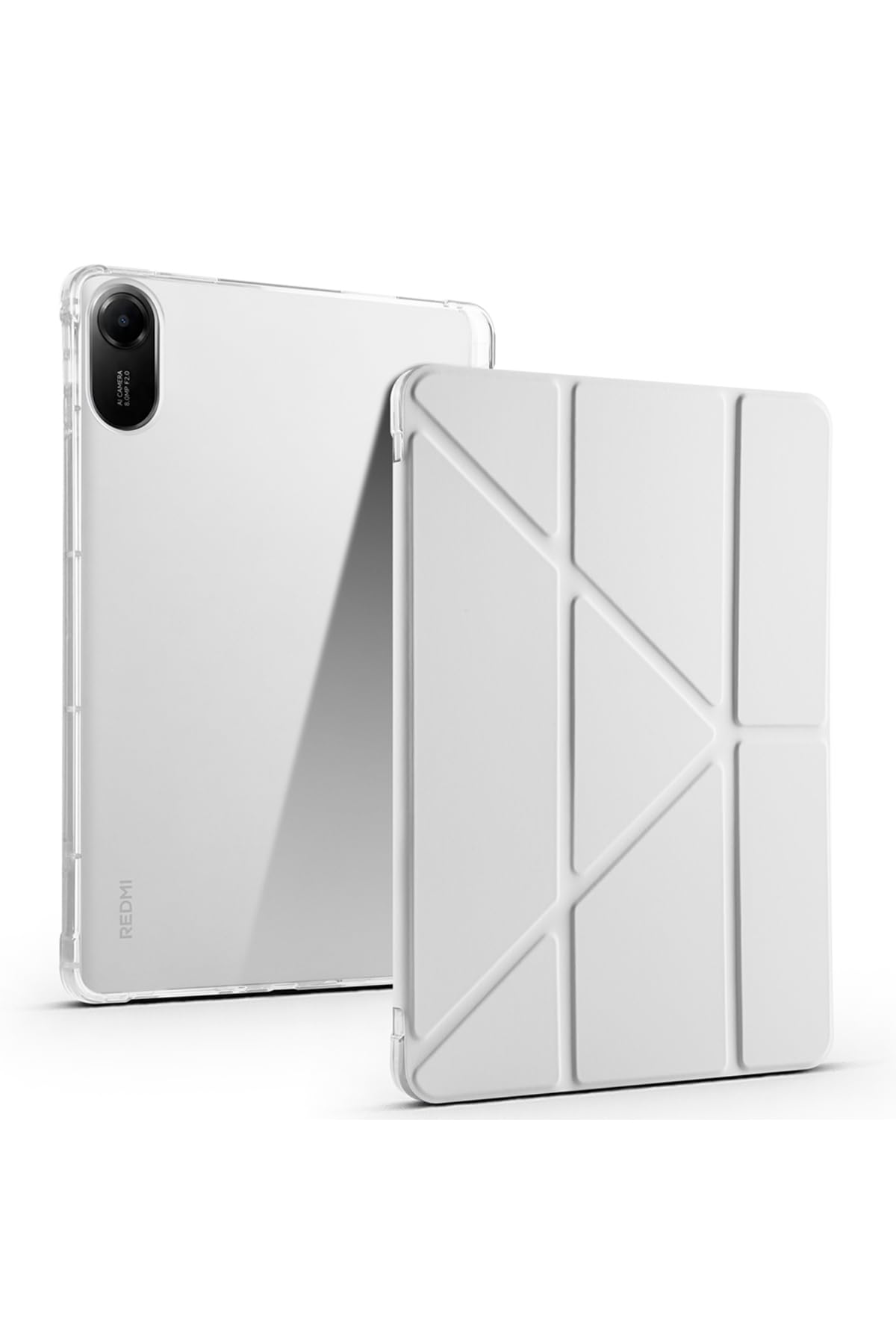 CONSTRAIN - Redmi Pad 2 ile Uyumlu Kılıf Tri Folding Kalem Bölmeli Standlı Kılıf - Gri