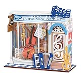 Rolife Puppenhaus Mini Laden Serie Miniaturmodell Bausatz aus Holz DIY Miniaturhaus Bausatz Book Nook Kit Heimdekoration Geschenk für Erwachsene und Jugendliche (Musikladen)