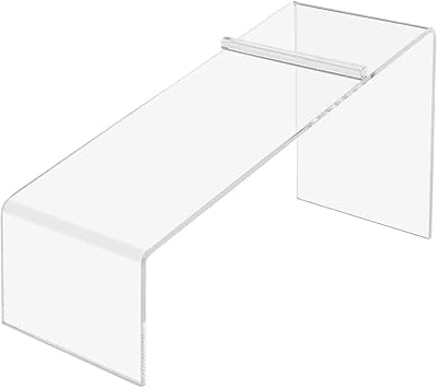Marketing Holders Acrylic Slanted Shoe Display Stand Clear Premium Lucite 4 Inch Wide x 9 Inch Deep Footwear Showcase Riser with Heel Stop for Retail Shops and Clothing Stores
