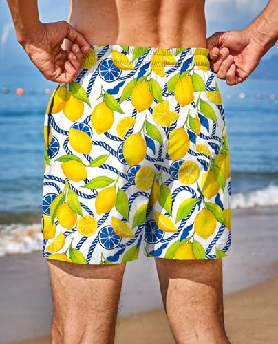 Image of Men's 5'' Swim Trunks with Compression Liner Graphic Beach Dry Fit Lightweight Bathing Shorts (S-XXL)