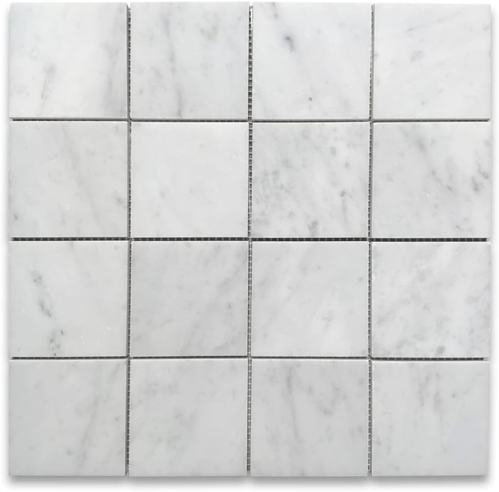 Stone Center Online Carrara White Marble 3x3 Square Mosaic Tile Honed ...