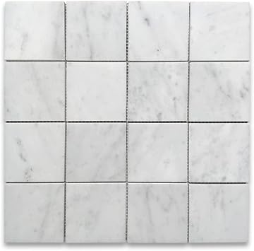 Stone Center Online Carrara White Marble 3x3 Square Mosaic Tile Honed Kitchen Bath Wall Floor Backsplash Shower 1 Sheet