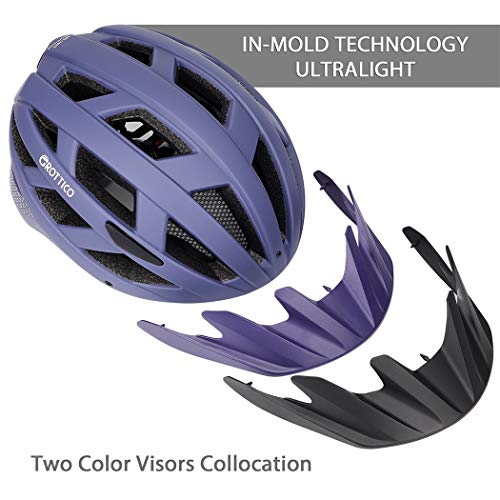 Adult-Men-Women Bike Helmet With Light - Mountain Road Bicycle Helmet With Replacement Pads & Detachable Visor #TOP1