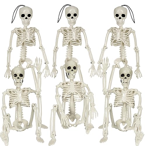 Scheletro per Halloween, confezione da 6 pezzi da 16', con articolazioni mobili, scheletro spaventoso per giardino, prato, casa, cimitero, decorazione