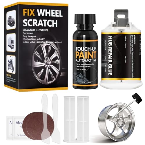 Alufelgen Reparatur Set, Felgenreparaturset Alu, Felgen Reparaturset, Zur Reparatur von Felgenkratzern, Dellen und Anderen Leichtmetallfelgen, Reifenreparaturset, Silbergrau