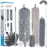 8 PCS Microfiber Feather Duster, Extendable Washable Cobweb Duster with 100 inches Long Telescopic Duster for Cleaning Ceiling Fan,Blinds, Furniture & Cars