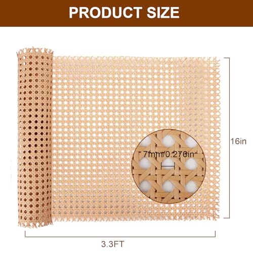 16" Width Cane Webbing, 3.3 Feet Cane Webbing Roll for Caning Project, Rattan Webbing, Caning Material for Chairs, Cabinet, Dresser, Furniture by FEELOVE - Used condition - Image 5