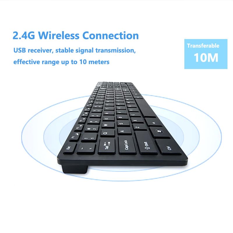 Wireless Keyboard and Mouse Combo, 2.4 GHz USB Receiver and Wired Keyboard Mouse Set, Ergonomic Design, Compatible with PC, Laptop, Desktop (Wireless)
