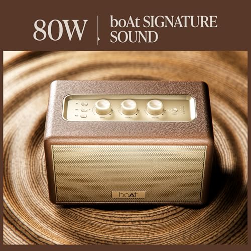 Image of Stone Opus, 80W Signature Sound, 12HRS Battery, Multilink Connectivity, Built-in Subwoofer, Premium Design, TWS, Bluetooth Speaker, Wireless Speaker, Portable Speaker (Caramel Brown)