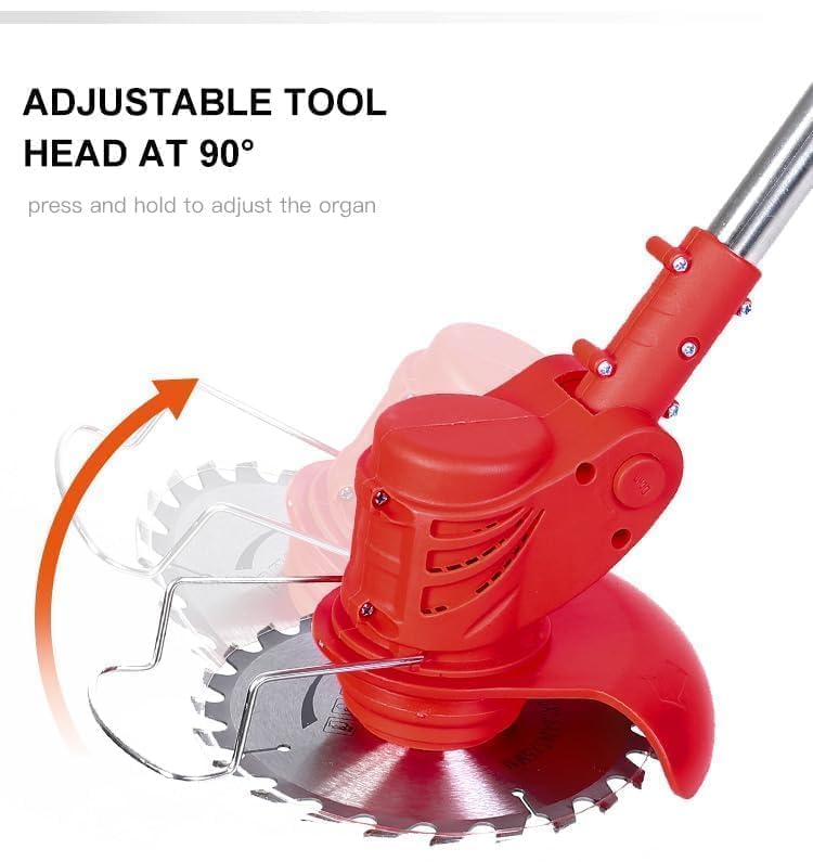 Image of Electric Cordless Rechargeable Edge Cutter Grass Cutter 48V-25cm Cutting Width 2-in-1 Mower & Trimmer Adjustable Height 3 Blade Types Lightweight & Portable Lawns Gardens