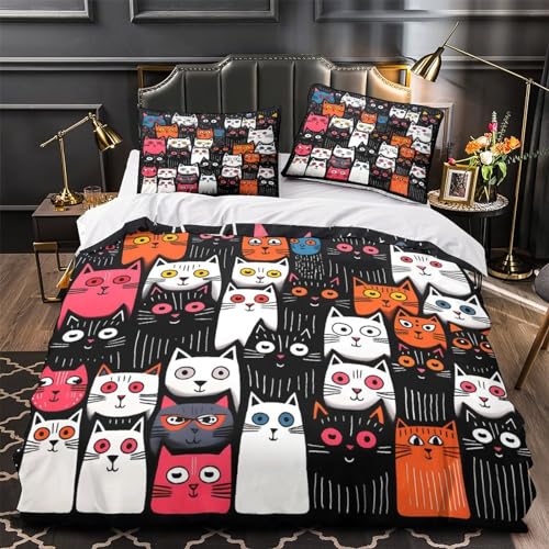 Housses de couettes 3D imprimé chat de compagnie 220x240cm microfibre