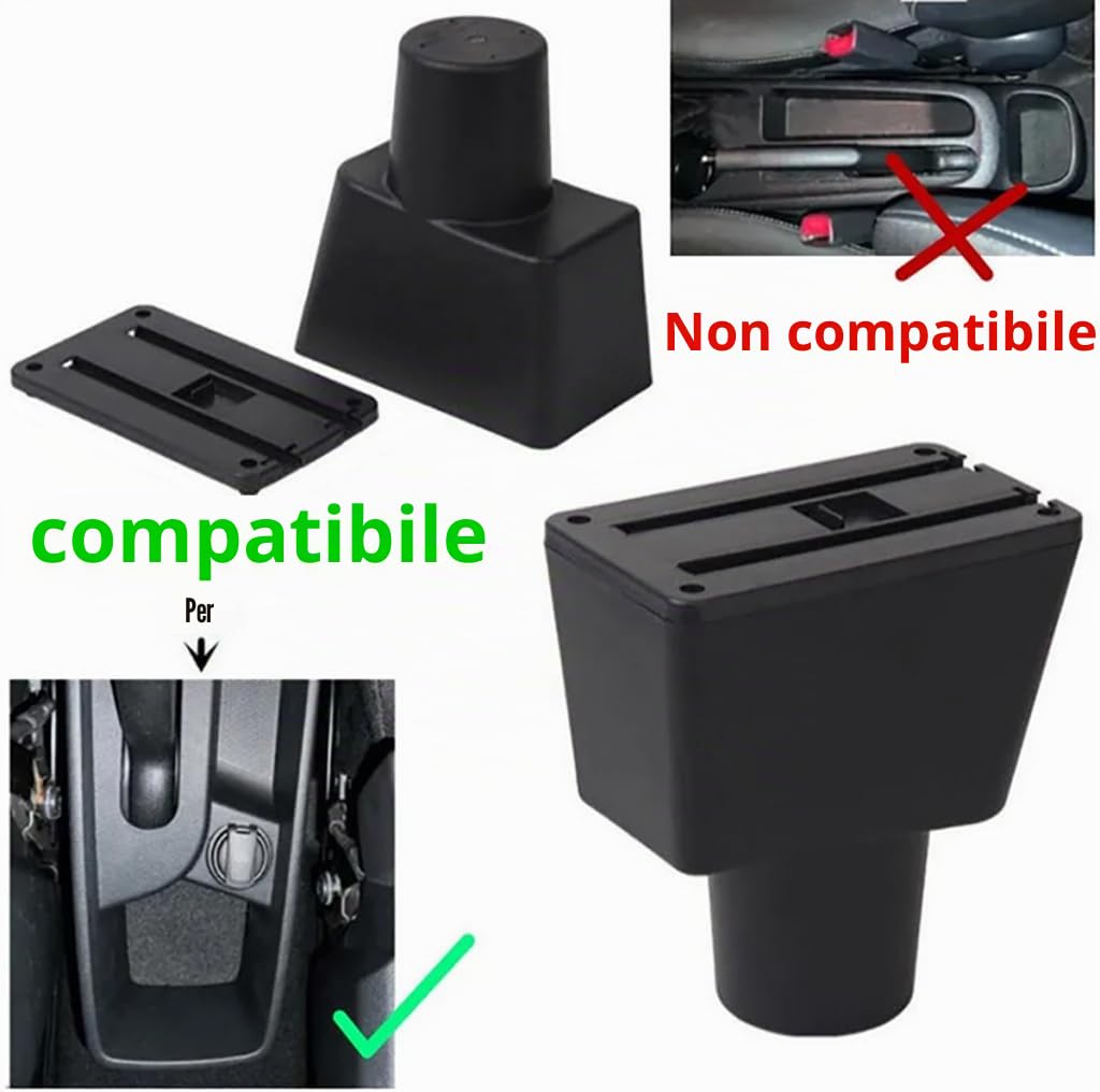 ZENVI Compatible with Hyundai i10 Braccioli 2019-2024 | Stile Fibra Carbonio,Braccioli,Console Centrale Organizer Immagazzinaggio Scatola,Utilizzabile Per Autisti Supporto Gomito