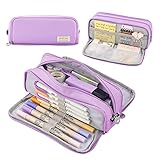 Qican Estojo para lápis Grande capacidade Bolsa para lápis Bolso com zíper para escola Armazenamento doméstico Bolso multicamadas Organizador de escritório Presente para homens, mulheres, criança