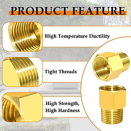 Sdtc Tech H-BRASS-12F-14M-2 2-Pack Brass Pipe Fitting 1/4 Inch Npt Thread Male To 1/2 Inch Npt Thread Female Reducer Adapter thumb #2