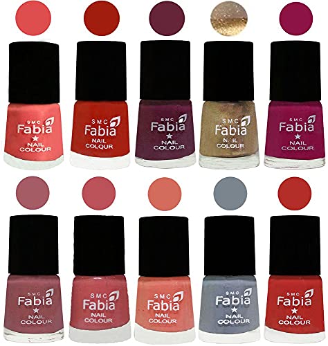 Image of ALL IN ONE (PACK OF 10), Long Lasting Glossy Nail Polish, 6 ml Each, All Vibrant Colours,01818