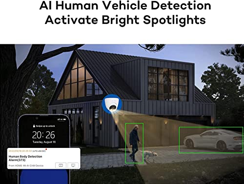 ONWOTE Smart Color Night VisionWired 4K NVR PoE Security Camera System, AI Human Vehicle Detection, (4) 6MP 122° Wide Angle Outdoor IP Bullet Cameras, 8 Channel 8MP NVR 2TB, CCTV Home Surveillance - Thumbnail 2