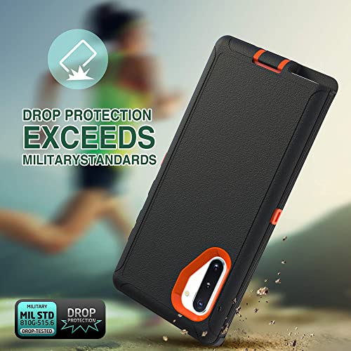 Image of Case for Galaxy Note 10 Plus, Heavy-Duty Tough Rugged Shockproof Drop Protective Cover Cases for Samsung Galaxy Note 10 Plus, Black+Orange