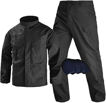 HARGLESMAN Mens Tactical Military Suits Long Sleeve Trainning Uniforms Combat Jacket and Pants with Pads
