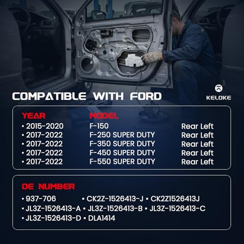 Image of KELOKE Door Lock Latch Actuator Compatible with Ford F-150 2015-2020, Ford F-250 F-350 F-450 F-550 Super Duty 2017-2022, Rear Left, Replaces# 937-706 CK2Z1526413J