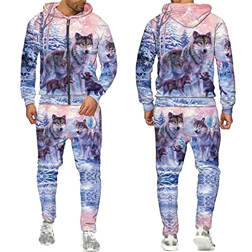Sweat à capuche imprimé loup 3D pull ample hip-hop résistant au lavage pour ado et adulte - 3