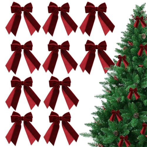 Lazos de Navidad - Lazos de Navidad rojos de 45 x 18 pulgadas, lazo de árbol de Navidad, cinta de terciopelo, lazo rojo | Arco portátil de terciopelo para árbol de Navidad para árboles, puerta
