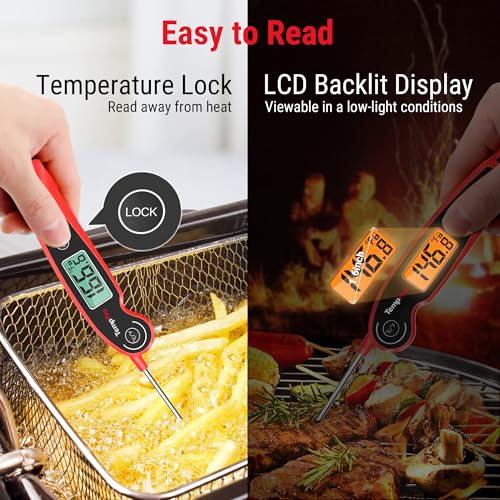 Image of TempPro TP605 Instant Read Meat Thermometer for Cooking, Waterproof Digital Food Thermometer with Large Backlit LCD, Kitchen Thermometer for Grilling, Smoking & Candy Making (Previously ThermoPro)